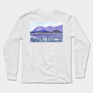 Purple Mountains. Watercolor Painting Long Sleeve T-Shirt